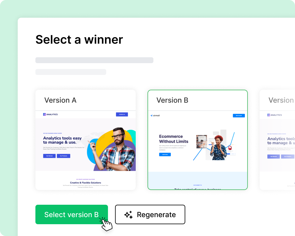 MailerLite AI-powered landing page generator