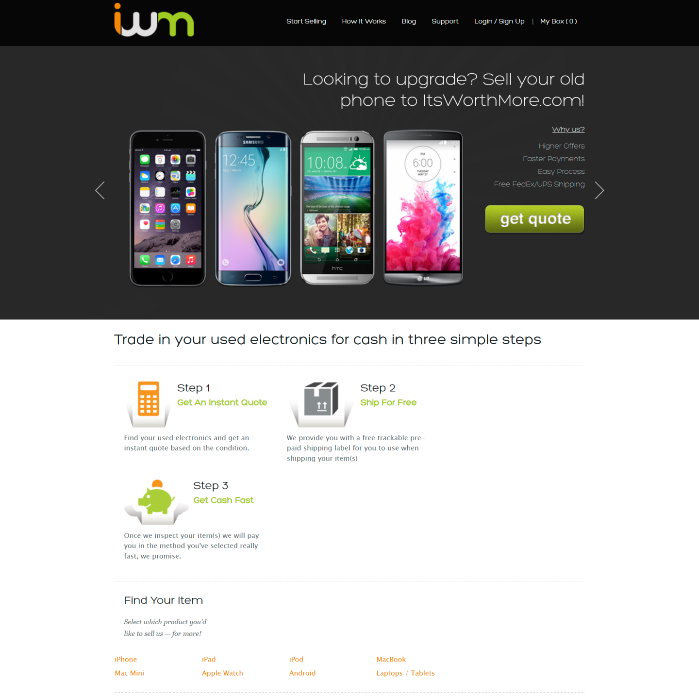 ItsWorthMore website homepage before redesign in 2017