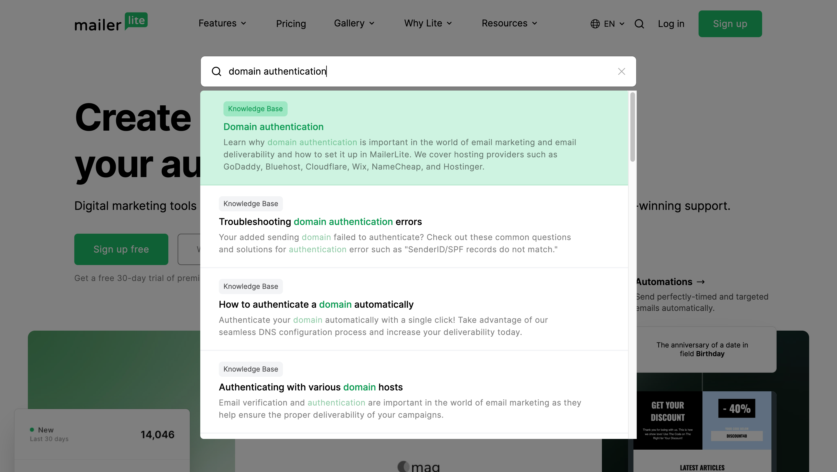 MailerLite Search