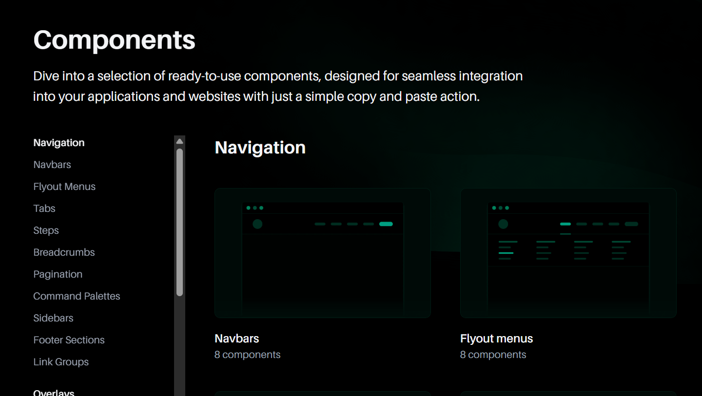 Tailraft Components Library interface