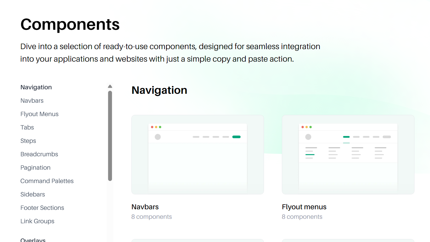 Tailraft Components Library interface